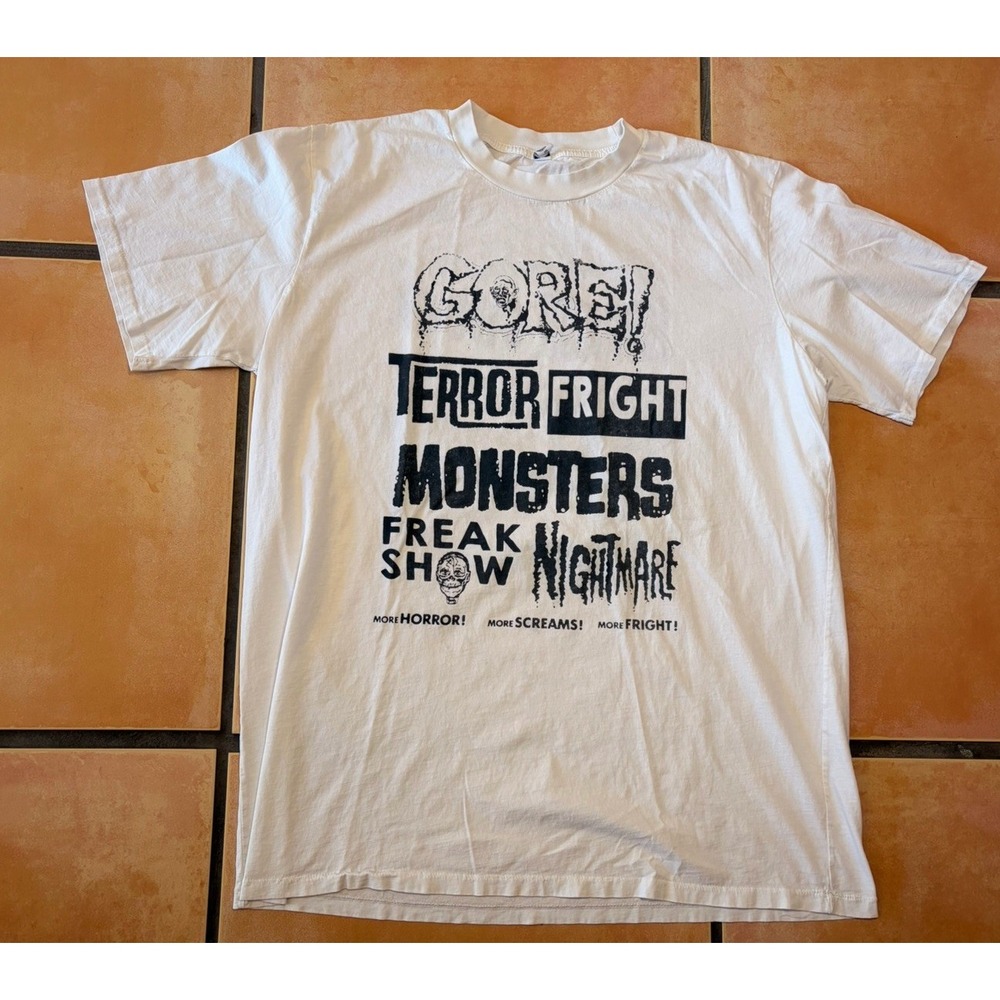 Local Boogeyman White T-shirt "Terror, Monsters, & Freaks" Short Sleeve XXL